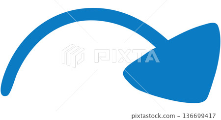 Illustration of a single-line hand-drawn arrow 3 (blue) Illustration of a single-line hand-drawn arrow 3 (blue) 136699417