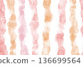 Alcohol ink art abstract banner. Pink and orange rough stripes on white background. 136699564