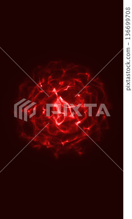 Abstract red energy core formed by glowing plasma lines on dark background, symbolizing power, heat, and concentrated force 136699708