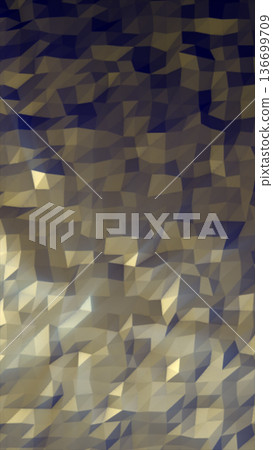 Abstract polygonal surface with faceted golden shapes creating a low-poly geometric texture 136699709