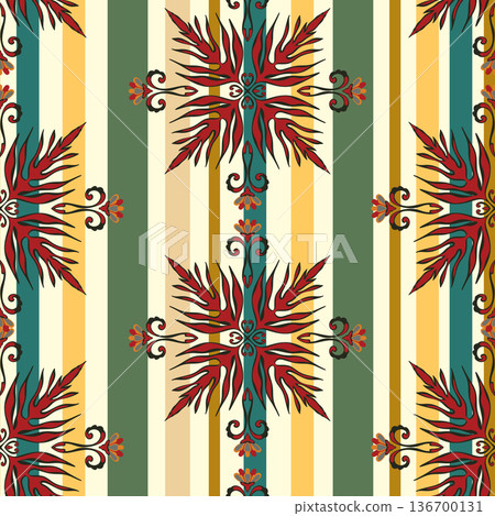 vector seamless pattern with mandala shape 136700131