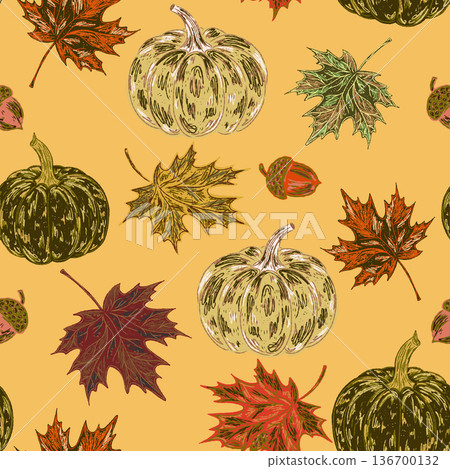 seamless pattern with pumpkins 136700132