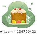 Easter cake with painted eggs, postcard 136700422