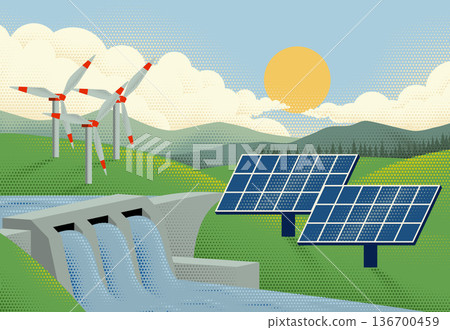 Dam Power Plant Hydroelectric Solar Wind Energy Dam Power Plant Hydroelectric Solar Wind Energy 136700459