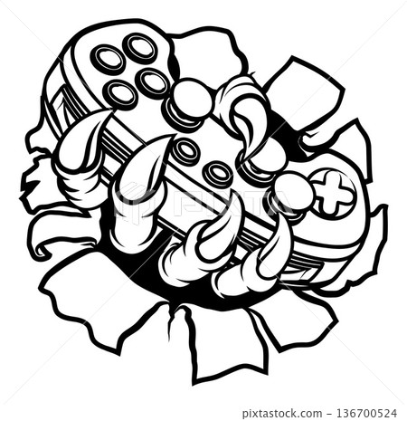 Video Gamer Game Gaming Controller Claw Hand 136700524