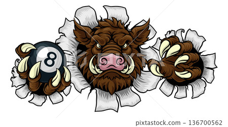 Boar Wild Hog Razorback Warthog Pig Pool Mascot 136700562