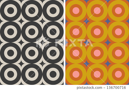 Vector set retro simple geometric seamless patterns in retro style. Vintage abstract geometric pattern in Art deco style. Vector set retro simple geometric seamless patterns in retro style. Vintage abstract geometric pattern in Art deco style. 136700716