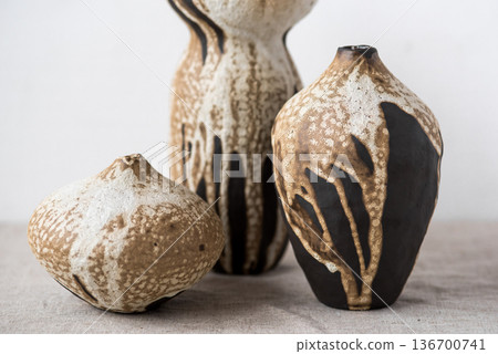 Handmade ceramics in the style of wabi sabi. Handmade ceramics in the style of wabi sabi. 136700741