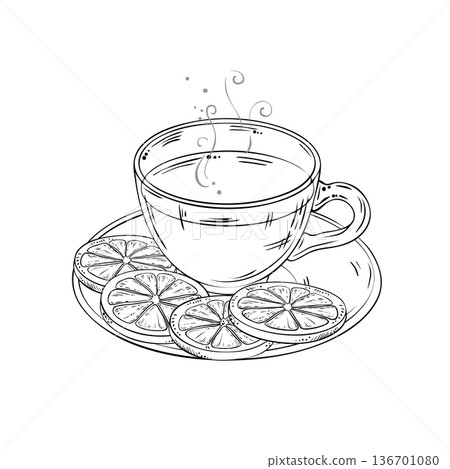 Cup of Orange Tea Outline Illustration. Cup of Orange Tea Outline Illustration. 136701080