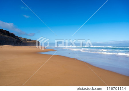 Clifton Beach and Twelve Apostles along the Great Ocean Road, Australia Clifton Beach and Twelve Apostles along the Great Ocean Road, Australia 136701114