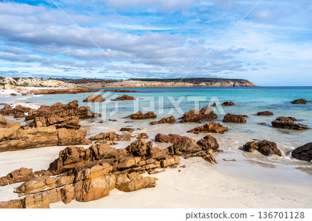 Stokes Bay Beach with white sand and turquoise water, Australia 136701128