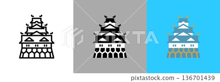 可編輯的大阪特產大阪城線圖標 可編輯的大阪特產大阪城線圖標 136701439