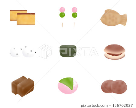 各種日本甜點的插圖集 各種日本甜點的插圖集 136702027