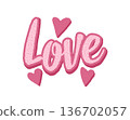 Word love, pink banner in 3D 136702057