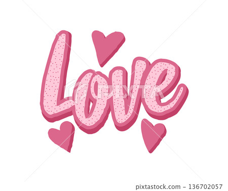 Word love, pink banner in 3D Word love, pink banner in 3D 136702057