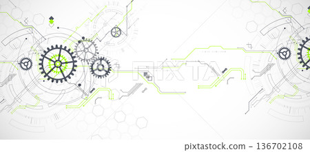 Abstract technology background. Cogwheels ART theme. Vector illustration 136702108