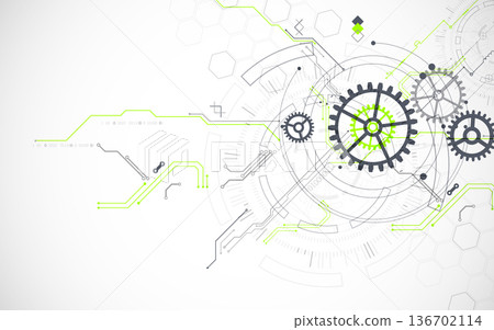 Abstract technology background. Cogwheels ART theme. Vector illustration 136702114