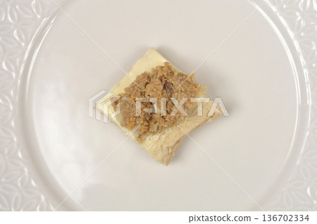 Carp Roe with Garlic on a Piece of Bread Carp Roe with Garlic on a Piece of Bread 136702334