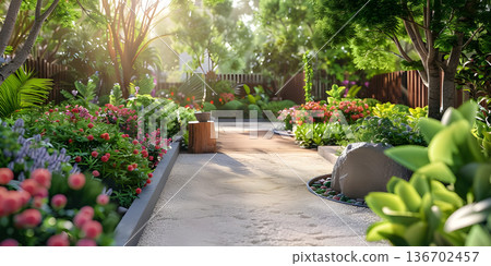 Beautiful garden during summer background - Ai Generated 136702457