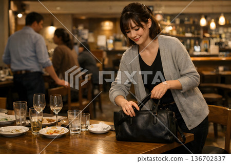 The closing moment of an after-work social gathering 136702837