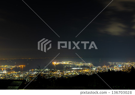 Kobe's glittering cityscape and harbor night view Kobe's glittering cityscape and harbor night view 136703028