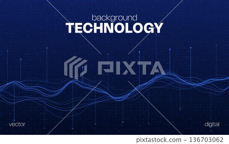 Ai tech abstract background with wavy lines, digital particles and cyber tech vibes, ideal for web banners and hi-tech concepts. Ai tech abstract background with wavy lines, digital particles and cyber tech vibes, ideal for web banners and hi-tech concepts. 136703062