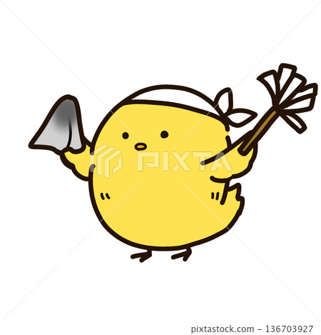 Cute chick cleaning icon (with transparency) Cute chick cleaning icon (with transparency) 136703927