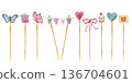Party Toppers and Decorative Sticks Watercolor Illustration Set 136704601