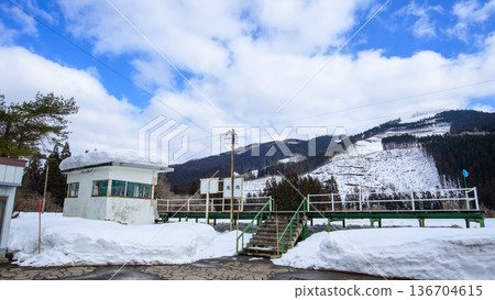 Akita Inland Line: Warai Station reopens after a section closed due to heavy snowfall. February 17, 2026. Akita Prefecture. Akita Inland Line: Warai Station reopens after a section closed due to heavy snowfall. February 17, 2026. Akita Prefecture. 136704615