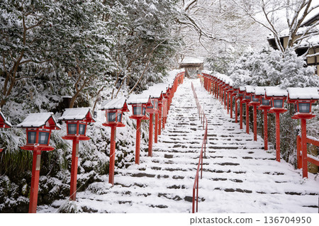 Kibune shrine snow scene Kibune shrine snow scene 136704950