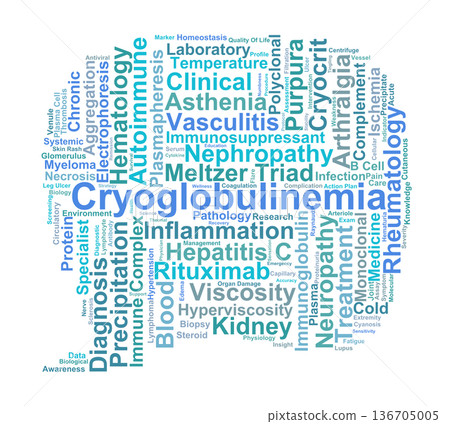 Cryoglobulinemia Word Cloud. Essential Terms for Vasculitis and Cold Agglutinin Research Cryoglobulinemia Word Cloud. Essential Terms for Vasculitis and Cold Agglutinin Research 136705005