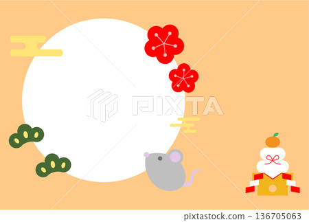 鼠年賀卡明信片插圖模板 136705063