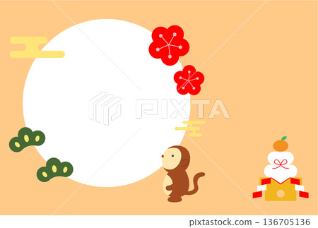 猴年賀卡明信片插圖模板 136705136