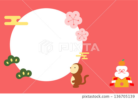 猴年賀卡明信片插圖模板 136705139