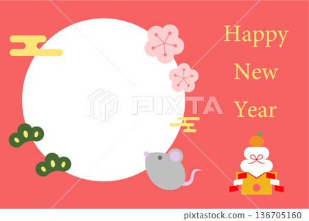 鼠年賀卡明信片插圖模板 鼠年賀卡明信片插圖模板 136705160