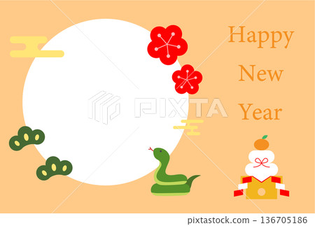 Snake New Year's card postcard illustration template Snake New Year's card postcard illustration template 136705186