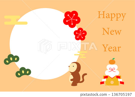 猴年賀卡明信片插圖模板 136705197