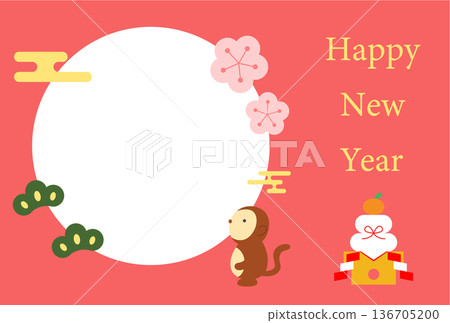 猴年賀卡明信片插圖模板 136705200
