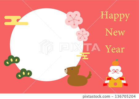 Dog New Year's card postcard illustration template Dog New Year's card postcard illustration template 136705204