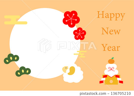 Sheep New Year's card postcard illustration template Sheep New Year's card postcard illustration template 136705210