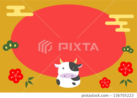牛新年賀卡明信片插圖模板 牛新年賀卡明信片插圖模板 136705223