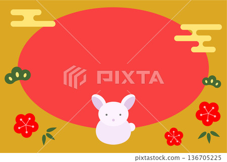 兔子新年賀卡明信片插圖模板 兔子新年賀卡明信片插圖模板 136705225