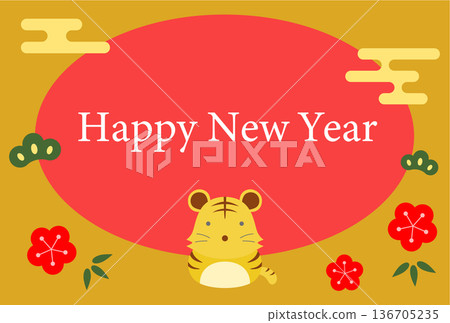 Tiger New Year's card postcard illustration template Tiger New Year's card postcard illustration template 136705235