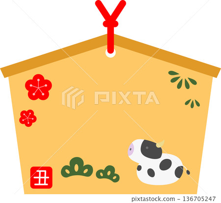 Ema icon with a cow on it Ema icon with a cow on it 136705247