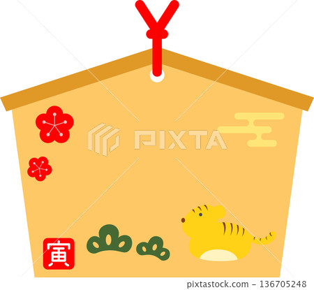 Ema icon with a tiger on it Ema icon with a tiger on it 136705248
