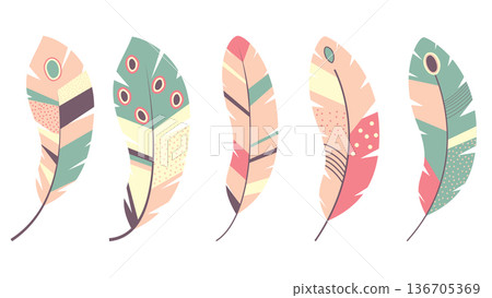 set of colorful feathers set of colorful feathers 136705369