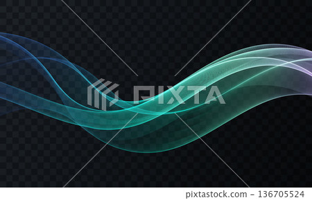 Abstract turquoise flowing wave lines on dark background Abstract turquoise flowing wave lines on dark background 136705524