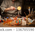 Amezaiku Candy Animals Displayed in Japanese Artisan Workshop 136705590