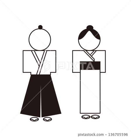 男女洗手間象形圖線描圖標 136705596