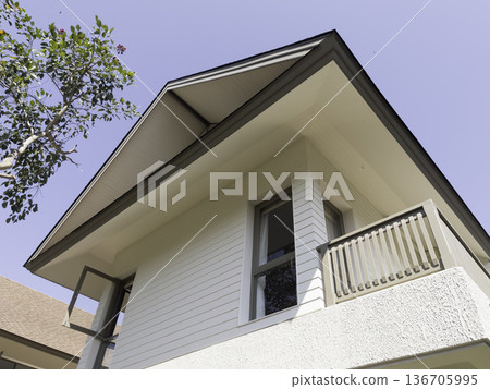 Architectural exterior detail of residential apartment building Architectural exterior detail of residential apartment building 136705995